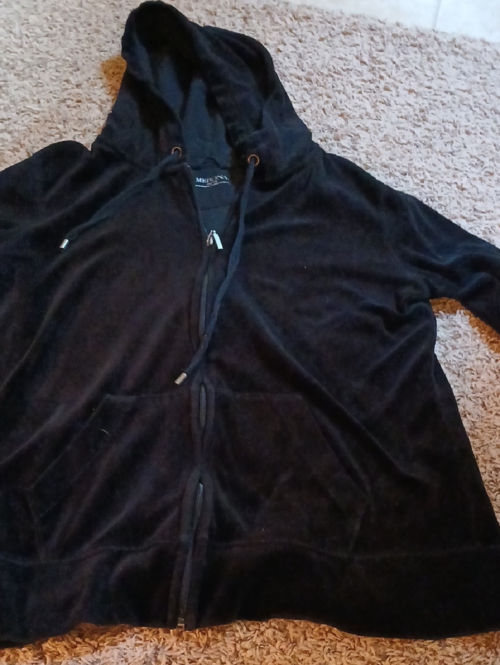 Merona Black Velour Hooded Zip-Up Sweater